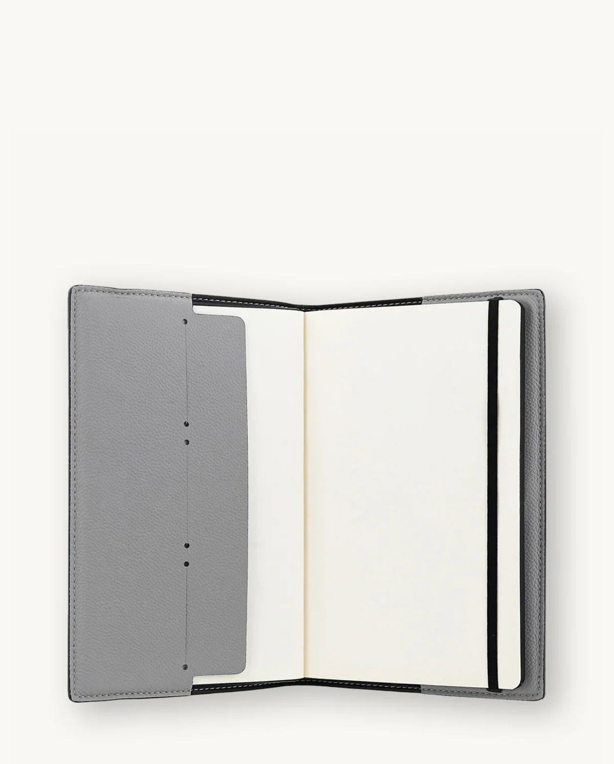 NOTEBOOK COVER GRAIN LEATHER LARGE GREY – MONTROI